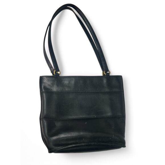 VINTAGE 90s COACH Tribeca Black Leather Bucket Bag Shoulder Purse J8P 9098 - Picture 3 of 9